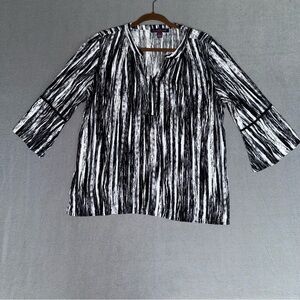 Gloria Vanderbilt Elegant Monochrome Women's Blouse‎ black & White size large